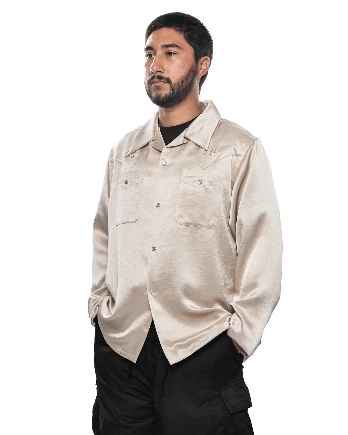 L/S Cowboy One-Up Shirt Beige - Image 4